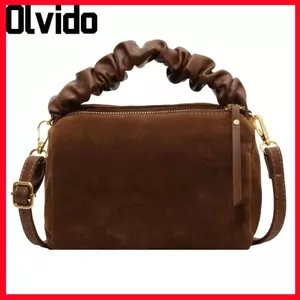 Túi đeo vai OLVIDO, Túi gối da lộn mờ bằng da PU, Dây đeo có thể điều chỉnh đơn giản Túi xách nữ màu trơn Thu đông