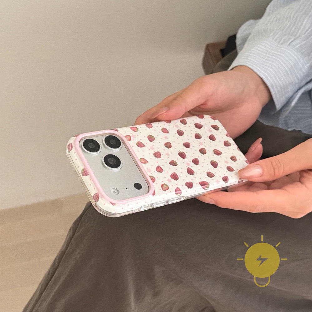 Phone Case For iPhone 17 Pro Max 16 15 14 13 TPU Pink Polka Dot Strawberry Polka Dot Aesthetic Korean Cute
