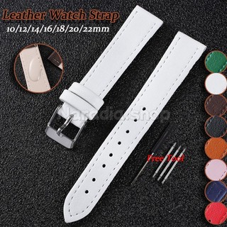 Dây đeo đồng hồ bằng da 10-22mm cho doanh nghiệp Họa tiết trơn Bạc Pin Khóa Dây đeo đồng hồ cho nam nữ Vòng đeo tay thay thế