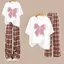 Set đồ kẻ caro đỏ quần dài và áo phông oversized in hình nơ KOLILA- CHANG3158BO.