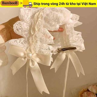 Băng đô tai mèo BAMBOOB, Quấn đầu Cosplay nơ, Mũ đội đầu ren Lolita dành cho nữ