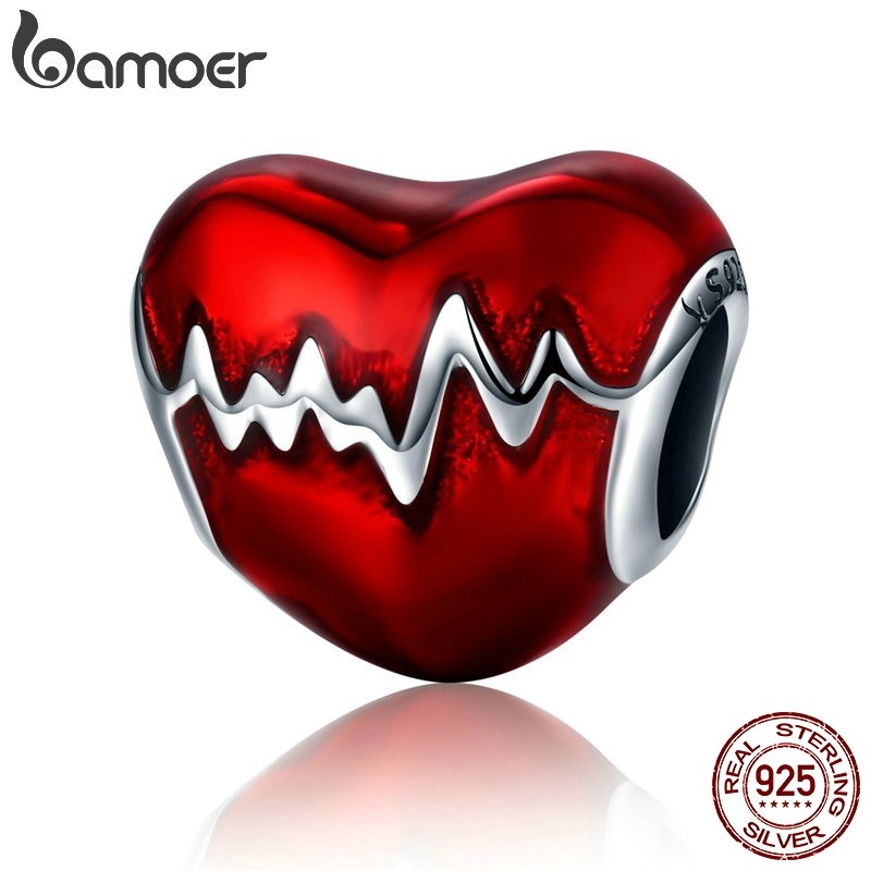 Mặt Làm Trang Sức Bamoer Hình Trái Tim Bằng Bạc 925