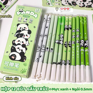 12 bút hoạt hình gel xóa được, ngòi nhỏ 0,5mm, mực xanh, đầu ngòi nâng cấp để viết trơn tru, quà tặng cho trẻ em
