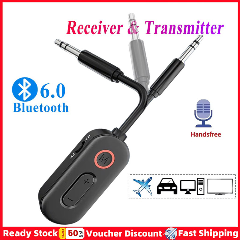 [Sẵn sàng] Bộ thu phát âm thanh Bluetooth6.0 Bộ chuyển đổi âm thanh không dây 2 trong 1 Bộ chuyển đổi không dây AUX 3,5 mm cho loa máy bay ô tô