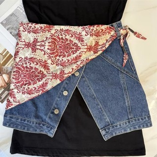 Khăn quàng cổ DANBY, Khăn quàng cổ hình tam giác in hoa lụa, Váy thắt lưng trang trí bằng vải Polyester cổ điển cá tính