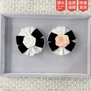 Nơ Hoa Hồng Ren Lớp Hoa Thanh Lịch - Phù Hợp Kẹp Tóc