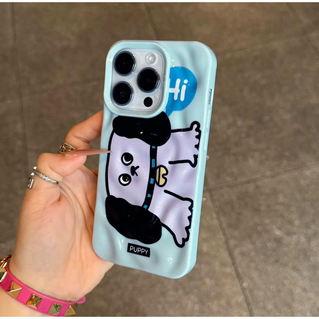 Vỏ lưng iPhone họa thỏ chó cá sấu vân đá thiên thạch mềm mại tương thích 17, 16, 15
