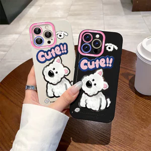 Ốp lưng iPhone họa tiết chú chó trắng dễ thương mềm silicone lỏng bảo vệ iPhone 11 12 13 14 15 16 17Pro Max IP 7 8 Plus