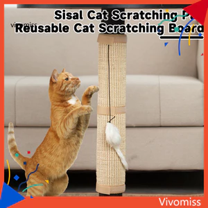 Miếng lót cào mèo Sisal tự nhiên có đồ chơi chuột – Bảo vệ chân bàn nội thất Dễ dàng cài đặt tệp móng tay cho mèo cho mèo Bảng cào thú cưng bền và an toàn cho khu vực Đông Nam