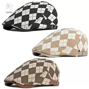 HNKMP Xuân Thu Mũ Nồi Vintage Cổ Điển Cổ Điển Màu Nâu Cà Phê Kaki Mũ Phẳng Mũ Trước Họa Sĩ Mũ Người.