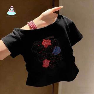 Bộ đồ bé gái lệch vai Hello Kitty - Áo in hình váy tầng xếp siêu dễ thương
