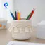 Giỏ dây Cotton dệt tay Đồ chơi lưu trữ để bàn Hộp đựng mỹ phẩm Chìa khóa Giỏ đựng đồ ăn nhẹ màu trắng