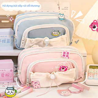 Túi Đựng Bút Cho Bé Gái Với Chất Liệu Vải Cute, Thiết Kế Dễ Thương Nhiều Ngăn, Dành Cho Học Sinh Văn Phòng Phẩm