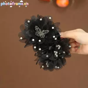 Khung Ảnh Lưới Hoa Ngọc Trai Bướm thời trang cho tóc cá mập, vuốt tóc tinh tế dành cho nữ