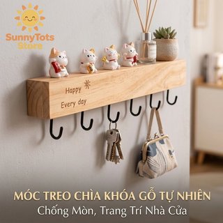 Treo Tường Gỗ Chìa Khóa 6 Móc Dính Lối Vào Phòng Ngủ Trang Trí Nhà Bếp Người Tổ Chức