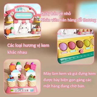 Trẻ Em Kem Playset ABS Bột Đúc Đồ Chơi An Toàn Sáng Tạo Giả Vờ Món Tráng Miệng Bộ Cửa Hàng