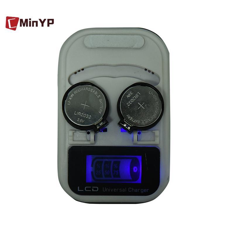CMinYP US Cắm 2 Khe LIR2032 LIR2025 LIR2016 Nút Đồng Xu Cell Sạc Pin LCD Glory