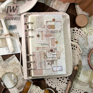 JIANWU Collage Tạp Chí Series Họa Tiết Vintage Phong Cảnh Cắt Dán Thêu Sò Chất Liệu Giấy Sáng Tạo DIY Rác Tạp Chí Văn Phòng Phẩm