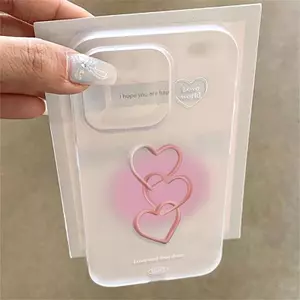 Gradient Powder Heart cho trường hợp iPhone 17pro iPhone 16/15 Skin Sense Frosting Case
