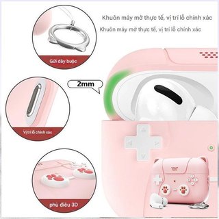 Vỏ silicon AirPods 3 AirPods 4 Tay cầm trò chơi mèo dễ thương Móc khóa Vỏ chống bụi chống sốc