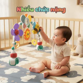 Bé Treo Đồ Chơi Xe Đẩy Cũi Ghế Ô Tô Chuông ABS PP TPE Đồ Chơi Phát Triển Cảm Giác 0 Tháng