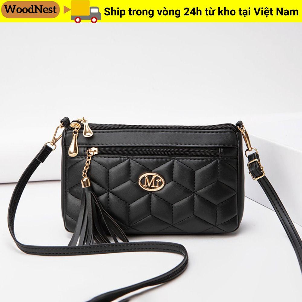 Túi Tote WOODNEST, Túi đeo chéo nhẹ bằng da, Túi đeo vai màu trơn dung tích lớn dành cho nữ