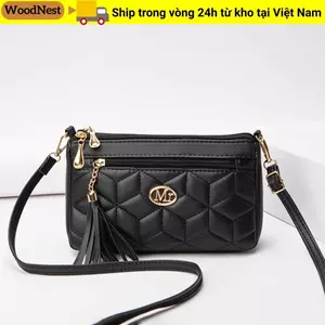 Túi Tote WOODNEST, Túi đeo chéo nhẹ bằng da, Túi đeo vai màu trơn dung tích lớn dành cho nữ