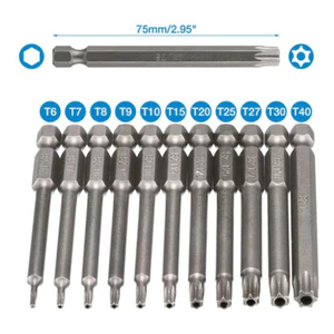 1 Mũi tuốc nơ vít Torx đầu từ tính -T40 75mm An ninh Tamper Proof Star