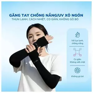 Găng Tay Chống Nắng/ UV UPF50+ Xỏ Ngón Thun Lạnh Co Giãn 4 Chiều