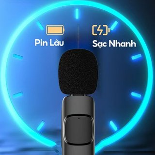 Micro Lavalier không dây Giảm tiếng ồn Kẹp Bluetooth trên Mic Phỏng vấn điện thoại di động K9
