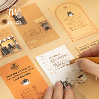 JIANWU Nếm Master Series Vintage Cà Phê Mèo Biên Giới Phong Cảnh Chất Liệu Cắt Dán Memo Pad Sáng Tạo Rác Tạp Chí Văn Phòng Phẩm