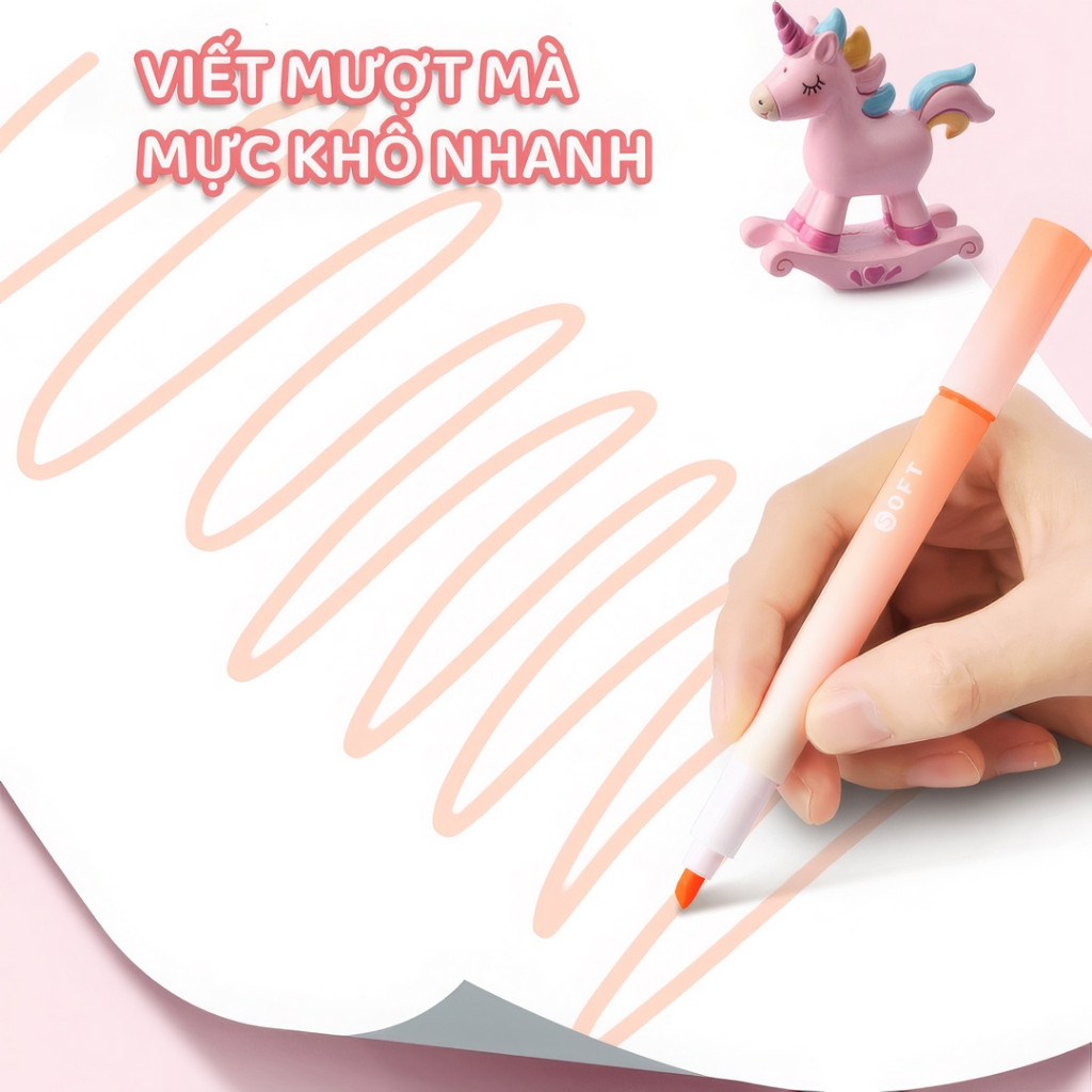【Hot】Bút dạ quang highlight màu tươi sáng đánh dấu nhớ dòng pastel học sinh an toàn tiện lợi