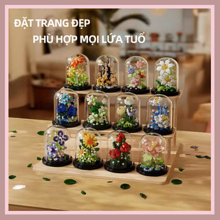 Lắp ráp hoa bất tử – Hoa hướng dương, hạt nhỏ kim cương, mô hình để bàn – Quà tặng Thất tịch, trang trí, có đế + vỏ bụi