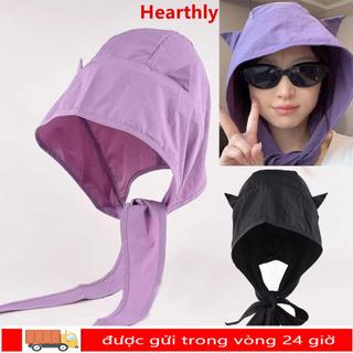 Mũ Quỷ Nhỏ HEARTHLY, Mũ Chui Đầu Phối Ren Màu Trơn, Áo Chui Đầu Dễ Thương Phong Cách Nhanh Khô Khăn Choàng Hình Mũ Trùm Đầu Cho Nữ