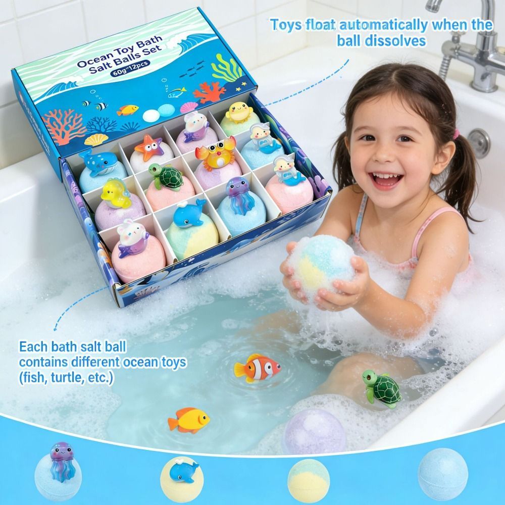 Đồ chơi bom tắm 12 gói NKSFX, Spa đổi màu, quà tặng đồ chơi chủ đề đại dương cho bé mùa hè