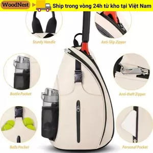 Ba lô Vợt Pickleball WOODNEST, Túi đựng vợt Tennis có khóa kéo có thể đảo ngược, Túi cầu lông dung tích lớn bền chắc Thiết bị tập thể dục