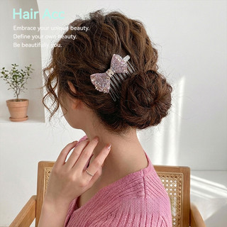 Nhấp Nháy Kim Cương Giả Màu Hồng Nơ Lên Trên Xuống Lược Tóc Nữ Đầu Lưng Gãy Tóc Tidying Trán Nổ Tóc Lược Dụng Cụ Tiện Dụng