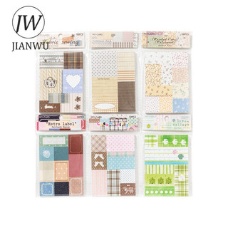 JIANWU Miếng Dán Bảo Tàng Series Vintage Gird Nhãn Cảnh Quan Cắt Dán Thêu Sò Chất Liệu Giấy Sáng Tạo Rác Tạp Chí Văn Phòng Phẩm