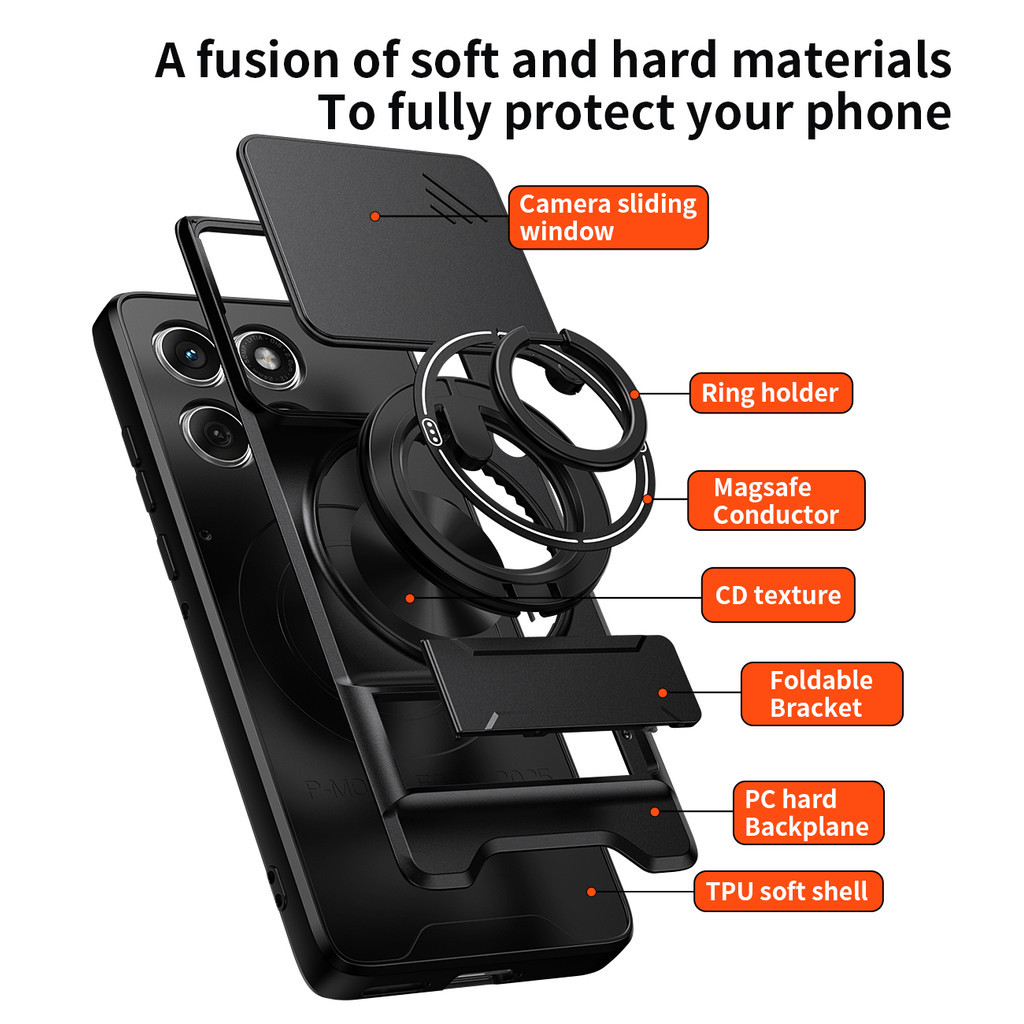 Ốp Điện Thoại Đa Năng Sang Trọng Thích Hợp Cho Motorola Edge 60 Fusion Neo Pro 5G 70 Dây 360°Giá đỡ vòng có vỏ máy ảnh Vỏ bảo vệ toàn diện chống sốc