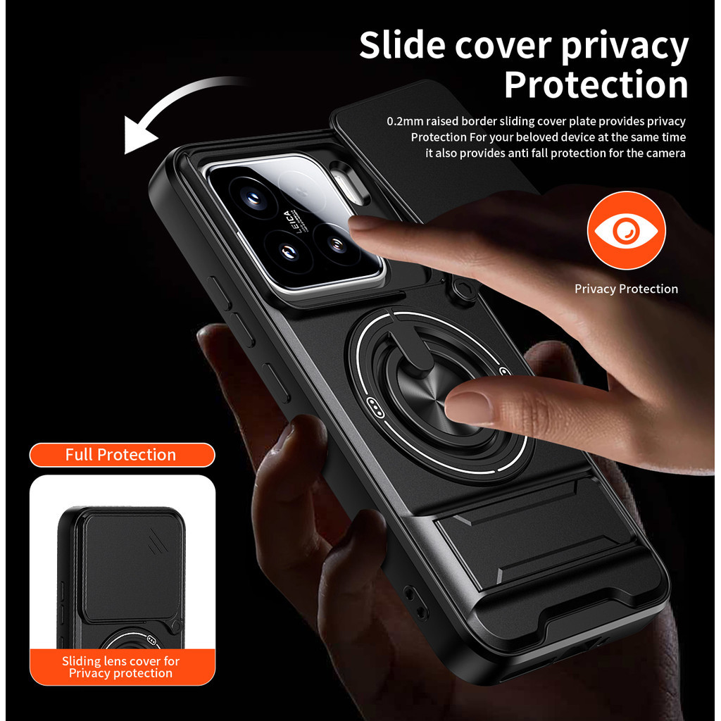 Ốp Điện Thoại Đa Năng Sang Trọng Thích Hợp Cho Xiaomi 15 A Pro Ultra 5G Dây 360°Giá đỡ vòng có vỏ máy ảnh Vỏ bảo vệ toàn diện chống sốc