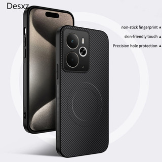 Vỏ từ tính bằng da bằng sợi Carbon cho Realme 14 5G Vỏ mờ sang trọng chống sốc Sạc không dây Vỏ chống sốc