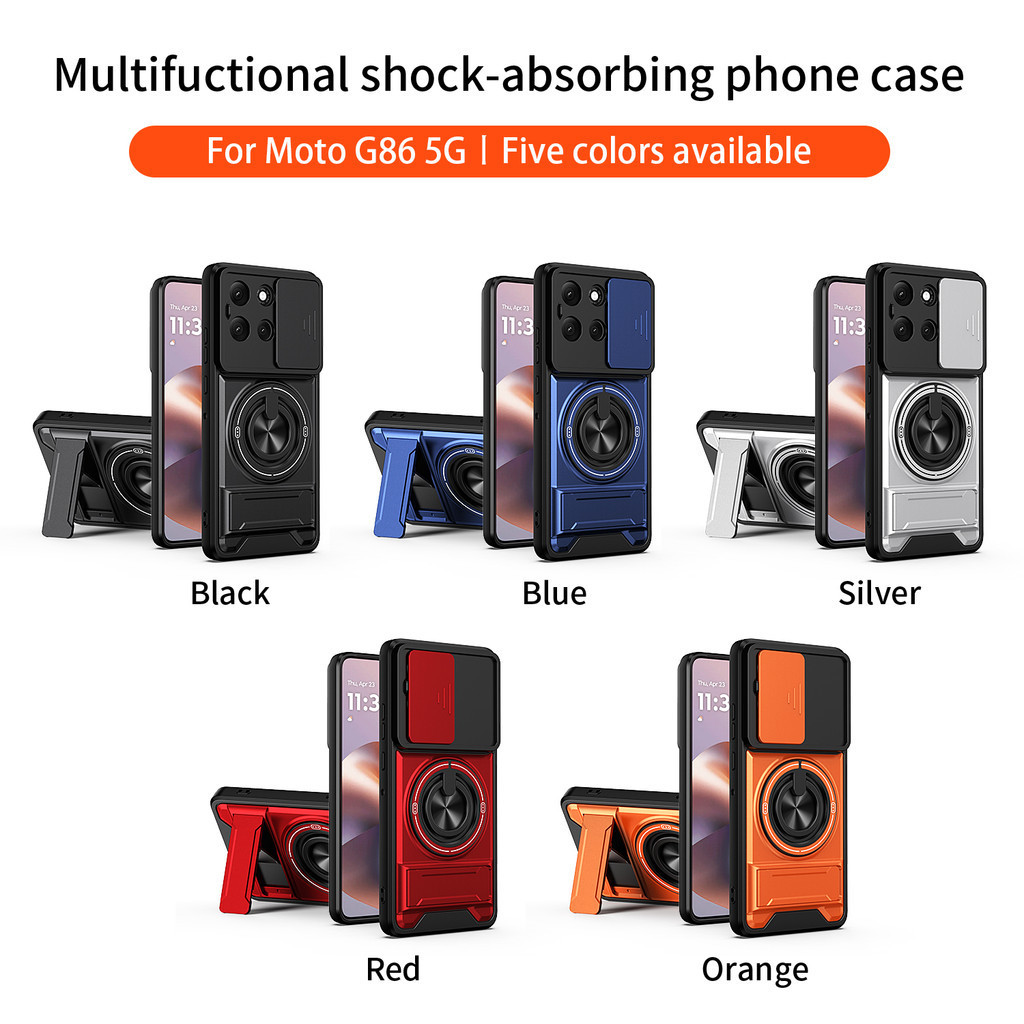Ốp Điện Thoại Đa Năng Sang Trọng Thích Hợp Cho Motorola G86 G84 G85 5G Dây 360°Giá đỡ vòng có vỏ máy ảnh Vỏ bảo vệ toàn diện chống sốc