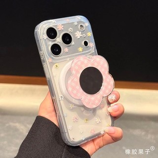 Sang Trọng Trong Suốt Màu Sắc Màn Hình Hoa Từ Giá Đỡ Ốp lưng Thích Hợp Cho iPhone17 Pro Max 16 15 Pro Max Chống Sốc Bảo Vệ Camera Ốp Lưng Cứng Chống Rơi