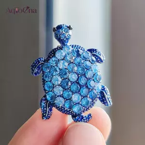 AqToCna Vintage Kim Cương Giả Hoạt Hình Dễ Thương Rùa Động Vật Thổ Cẩm Dành Cho Nữ Áo Khoác Quần Áo Phụ Kiện Trâm Cài Trang Sức Dự Tiệc Quà Tặng AqToCna