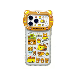 Vỏ 17promax Dễ Thương Rilakkuma Pudding Theo Chủ Đề Cho iphone 17 17Air 16 15 14 13 Pro Max Vỏ Điện Thoại 17promax Với Handmade Đính Hạt Charm Tai Gấu Bảo Vệ Camera