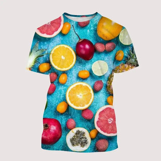 Unisex Nhanh Khô Áo Thun Thường Ngày Họa Tiết Trái Cây Mùa Hè 3D In Tee, Dạo Phố Hàng Ngày