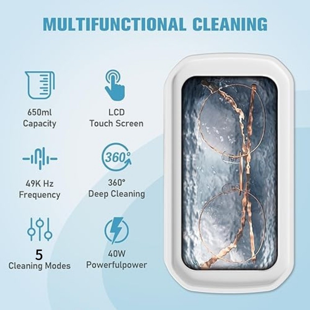 [Máy làm sạch siêu âm màn hình kỹ thuật số LED năm tốc độ] Trang sức máy làm sạch kính siêu âm 49KHZ dung tích lớn