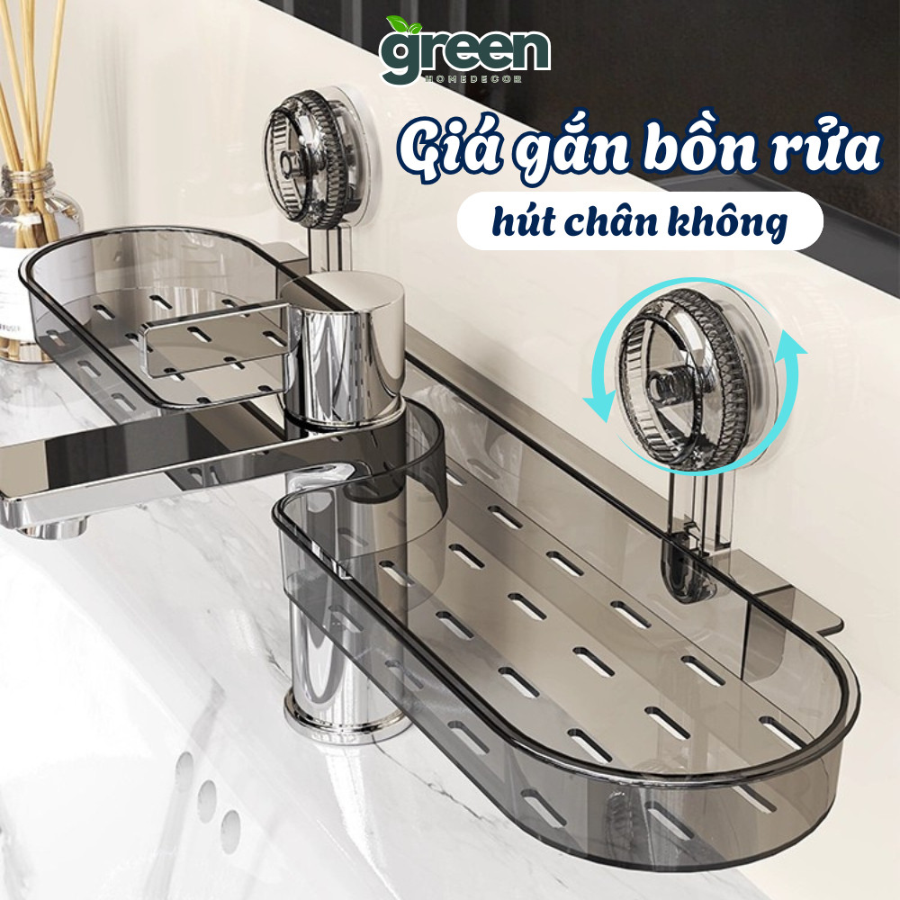Kệ Đựng Đồ Gắn Tường Hút Chân Không HomeMate, Giá Để Đồ Nhà Tắm Nhà Bếp Trong Suốt Có Lỗ Thoát Nước