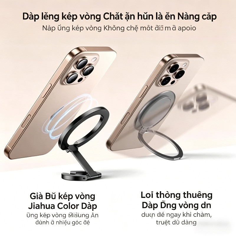 Giá Đỡ Điện Thoại Di Động Xoay 360 Độ,nhẫn nam châm giữ điện thoại, Hợp Kim Nhôm, Điều Chỉnh Ngang Dọc