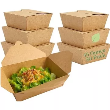 Hộp đựng thực phẩm Mr Miracle Kraft (50 gói) – Hộp đựng thực phẩm bằng giấy nặng, Hộp đựng thực phẩm bìa cứng an toàn cho lò vi sóng, chống rò rỉ để đi phục vụ &amp; Nhà hàng (32, ou